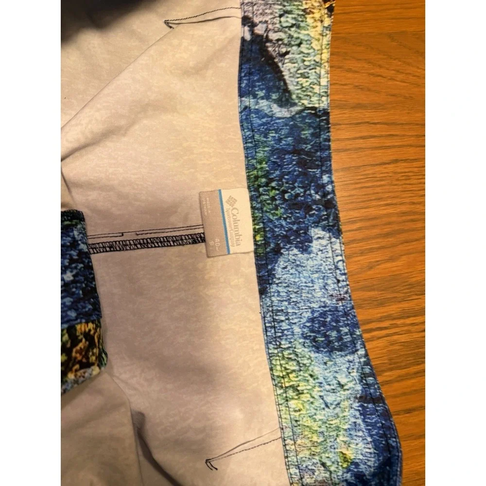 Columbia Men's Swim Trunks Size 40 Blue Floral PFG Omni-Shade Fish Responsibly